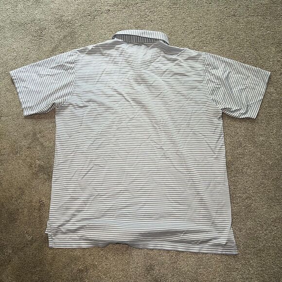 Peter Millar Polo Shirt Men's Large Size XL Striped Golf Blue and White - Picture 2 of 8